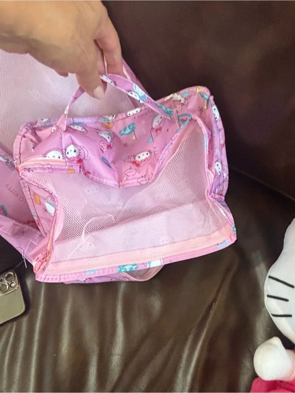Hello Kitty Pink Mesh storage Bags with Character Print